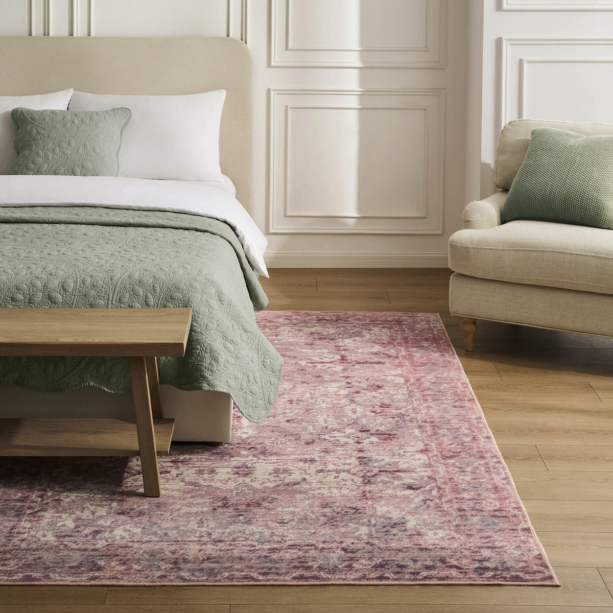 Dusklia - Zahra Persian Style Machine Washable Rug - Rose