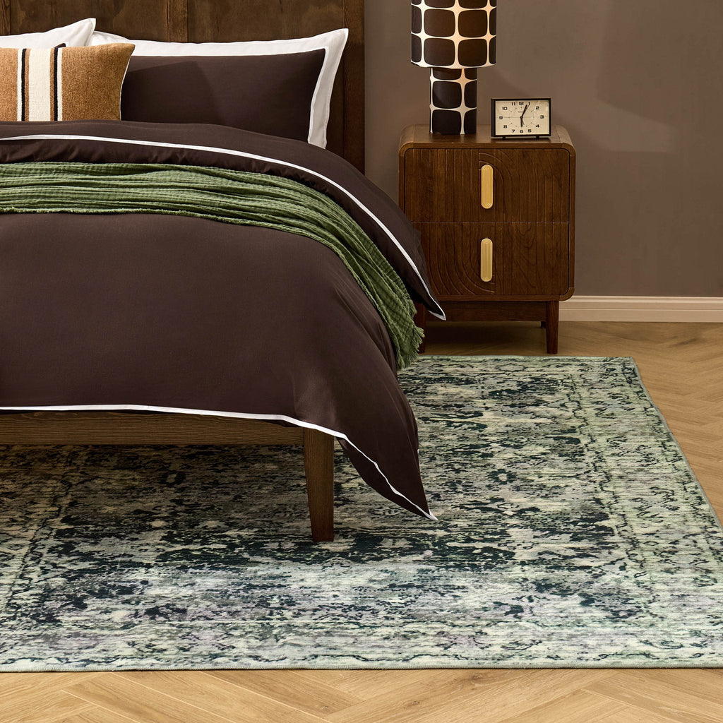 Dusklia - Zahra Persian Style Machine Washable Rug - Sage