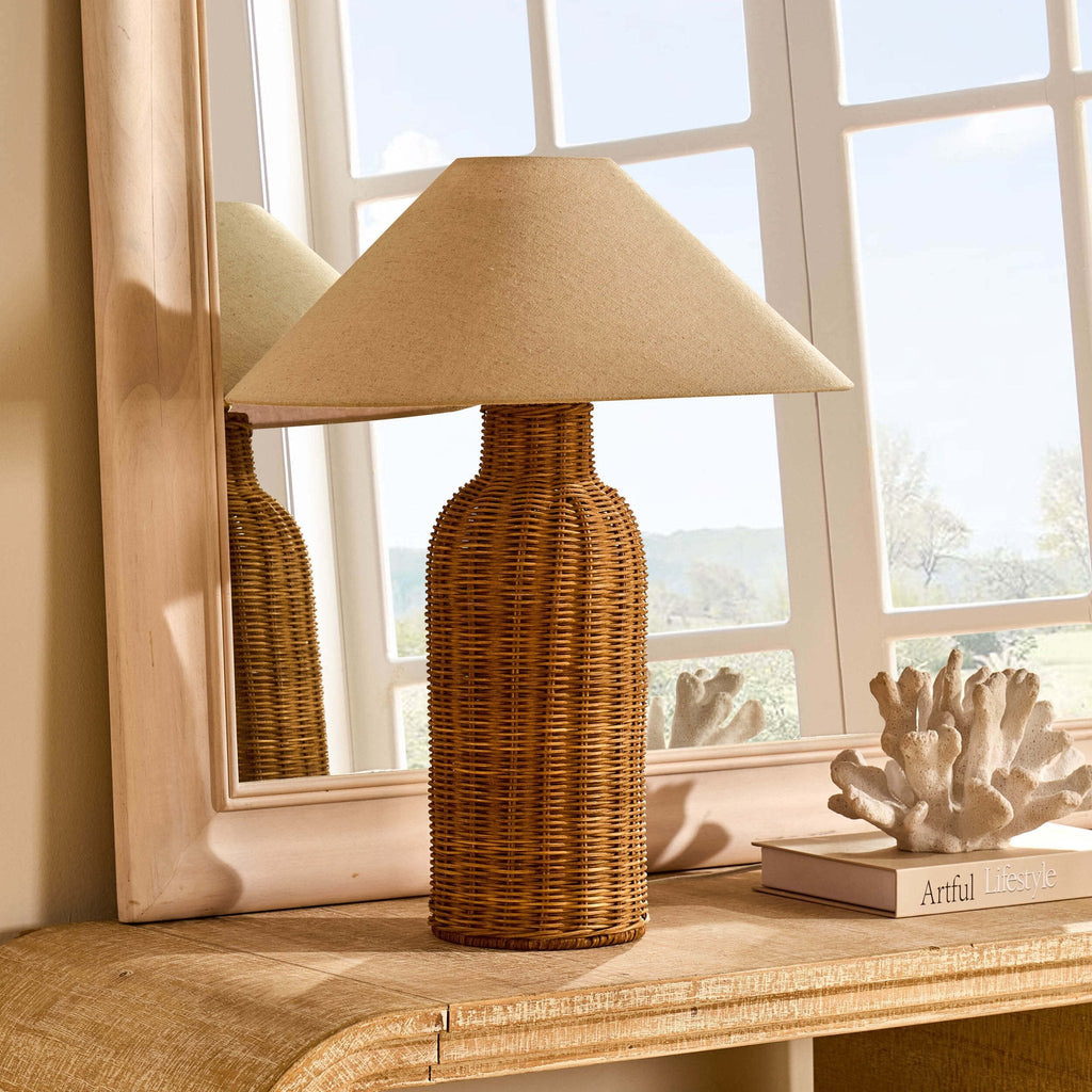 Dusklia - Zoey Rattan Base Table Lamp - Natural